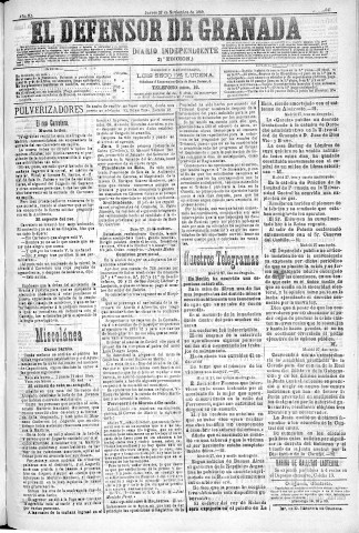 'El Defensor de Granada  : diario político independiente' - Año XI Número 3942 2ª ed. - 1890 Noviembre 27