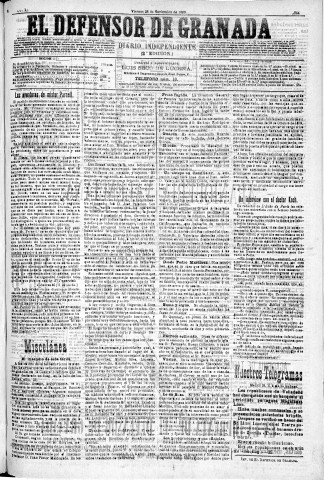 'El Defensor de Granada  : diario político independiente' - Año XI Número 3944 2ª ed. - 1890 Noviembre 28