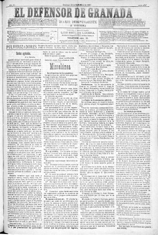 'El Defensor de Granada  : diario político independiente' - Año XI Número 3947 1ª ed. - 1890 Noviembre 30