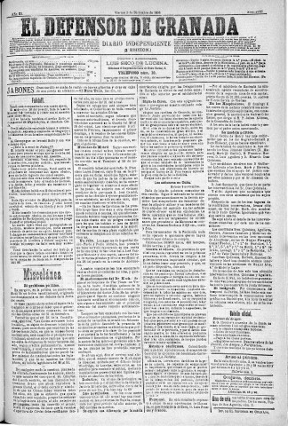 'El Defensor de Granada  : diario político independiente' - Año XI Número 3956 2ª ed. - 1890 Diciembre 05