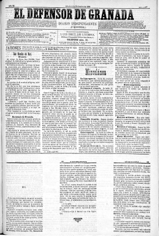 'El Defensor de Granada  : diario político independiente' - Año XI Número 3957 1ª ed. - 1890 Diciembre 06
