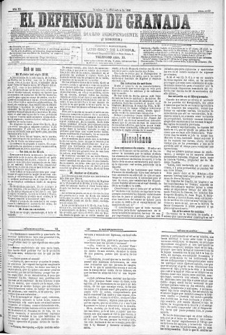 'El Defensor de Granada  : diario político independiente' - Año XI Número 3959 1ª ed. - 1890 Diciembre 07