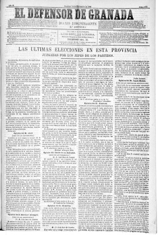 'El Defensor de Granada  : diario político independiente' - Año XI Número 3971 1ª ed. - 1890 Diciembre 14