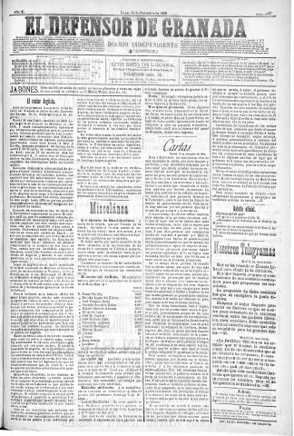 'El Defensor de Granada  : diario político independiente' - Año XI Número 3972 2ª ed. - 1890 Diciembre 15