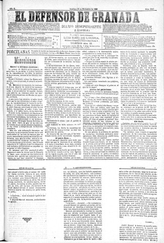 'El Defensor de Granada  : diario político independiente' - Año XI Número 3983 1ª ed. - 1890 Diciembre 21