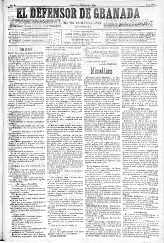 'El Defensor de Granada  : diario político independiente' - Año XI Número 3989 1ª ed. - 1890 Diciembre 25
