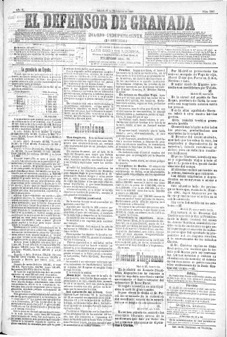 'El Defensor de Granada  : diario político independiente' - Año XI Número 3992 2ª ed. - 1890 Diciembre 27