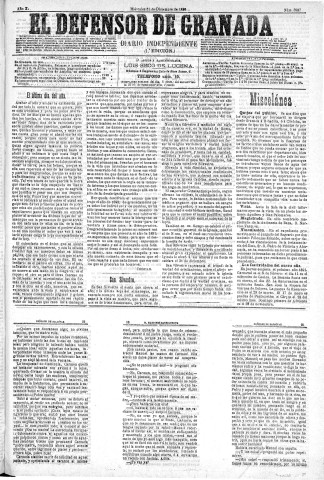 'El Defensor de Granada  : diario político independiente' - Año XI Número 3997 1ª ed. - 1890 Diciembre 31