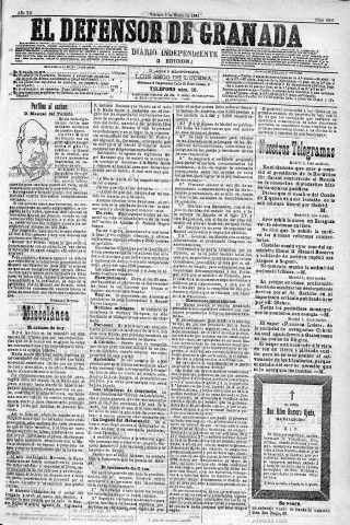 'El Defensor de Granada  : diario político independiente' - Año XII Número 4002 2ª ed. - 1891 Enero 02