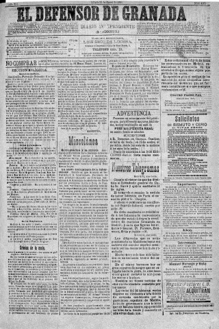 'El Defensor de Granada  : diario político independiente' - Año XII Número 4052 2ª ed. - 1891 Enero 31