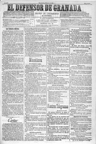 'El Defensor de Granada  : diario político independiente' - Año XII Número 4100 2ª ed. - 1891 Febrero 28