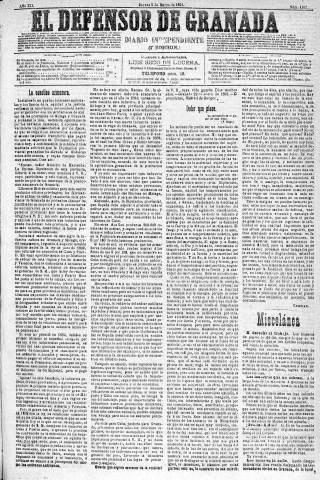 'El Defensor de Granada  : diario político independiente' - Año XII Número 4107 1ª ed. - 1891 Marzo 05
