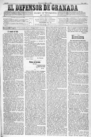 'El Defensor de Granada  : diario político independiente' - Año XII Número 4109 1ª ed. - 1891 Marzo 06