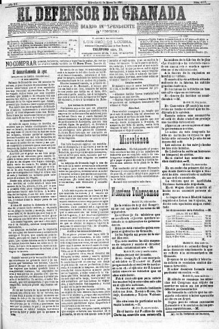 'El Defensor de Granada  : diario político independiente' - Año XII Número 4118 2ª ed. - 1891 Marzo 11