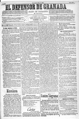 'El Defensor de Granada  : diario político independiente' - Año XII Número 4119 2ª ed. - 1891 Marzo 12