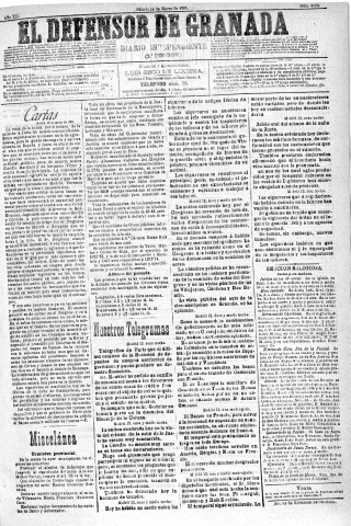 'El Defensor de Granada  : diario político independiente' - Año XII Número 4124 2ª ed. - 1891 Marzo 14