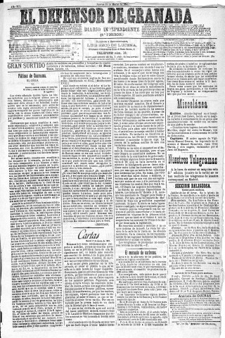 'El Defensor de Granada  : diario político independiente' - Año XII Número 4132 2ª ed. - 1891 Marzo 19