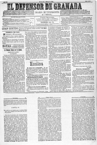 'El Defensor de Granada  : diario político independiente' - Año XII Número 4139 1ª ed. - 1891 Marzo 24