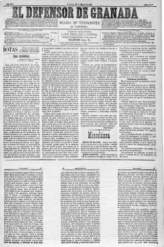 'El Defensor de Granada  : diario político independiente' - Año XII Número 4147 1ª ed. - 1891 Marzo 29