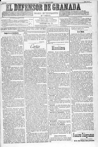 'El Defensor de Granada  : diario político independiente' - Año XII Número 4148 1ª ed. - 1891 Marzo 30