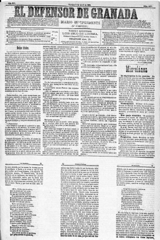 'El Defensor de Granada  : diario político independiente' - Año XII Número 4155 1ª ed. - 1891 Abril 03