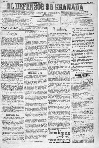 'El Defensor de Granada  : diario político independiente' - Año XII Número 4162 2ª ed. - 1891 Abril 07
