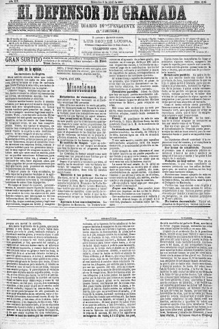 'El Defensor de Granada  : diario político independiente' - Año XII Número 4163 1ª ed. - 1891 Abril 08