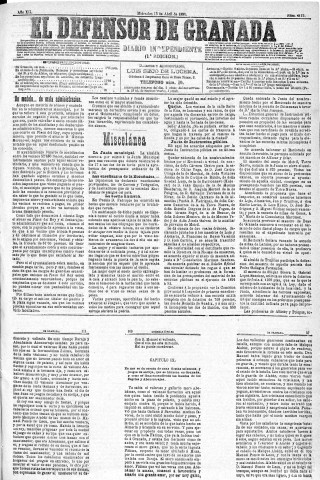 'El Defensor de Granada  : diario político independiente' - Año XII Número 4175 1ª ed. - 1891 Abril 15