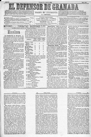 'El Defensor de Granada  : diario político independiente' - Año XII Número 4191 1ª ed. - 1891 Abril 24