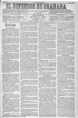 'El Defensor de Granada  : diario político independiente' - Año XII Número 4203 1ª ed. - 1891 Mayo 01