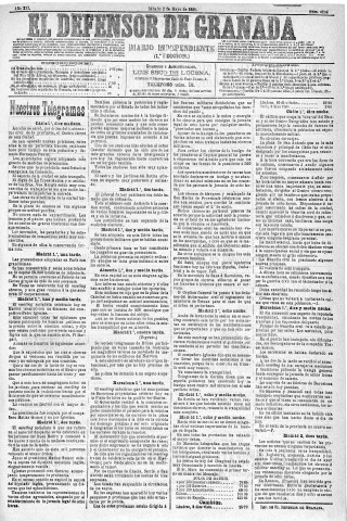 'El Defensor de Granada  : diario político independiente' - Año XII Número 4204 1ª ed. - 1891 Mayo 02