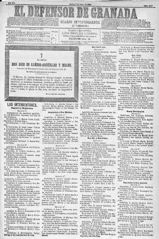 'El Defensor de Granada  : diario político independiente' - Año XII Número 4207 1ª ed. - 1891 Mayo 05