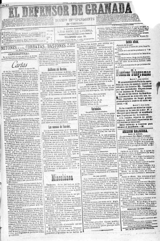 'El Defensor de Granada  : diario político independiente' - Año XII Número 4212 2ª ed. - 1891 Mayo 07