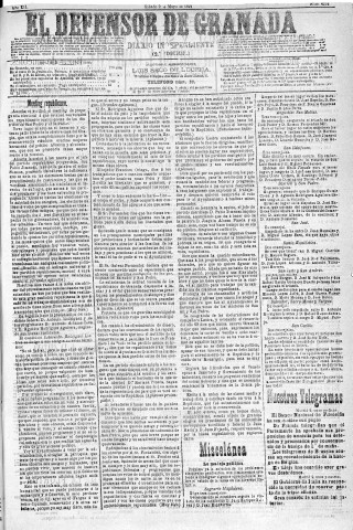 'El Defensor de Granada  : diario político independiente' - Año XII Número 4216 2ª ed. - 1891 Mayo 09