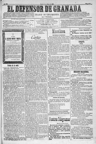 'El Defensor de Granada  : diario político independiente' - Año XII Número 4224 2ª ed. - 1891 Mayo 14
