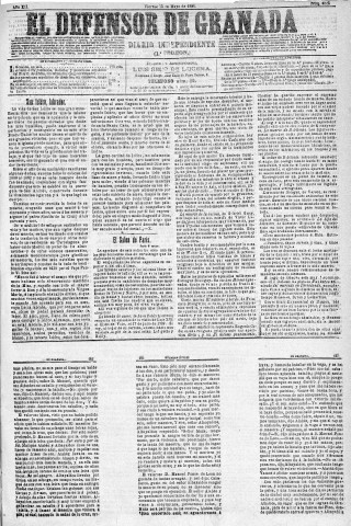 'El Defensor de Granada  : diario político independiente' - Año XII Número 4225 1ª ed. - 1891 Mayo 15
