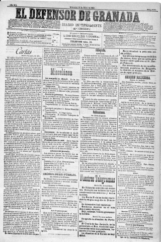 'El Defensor de Granada  : diario político independiente' - Año XII Número 4234 2ª ed. - 1891 Mayo 20