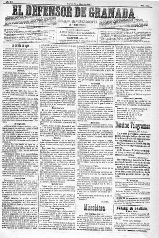'El Defensor de Granada  : diario político independiente' - Año XII Número 4248 1ª ed. - 1891 Mayo 29