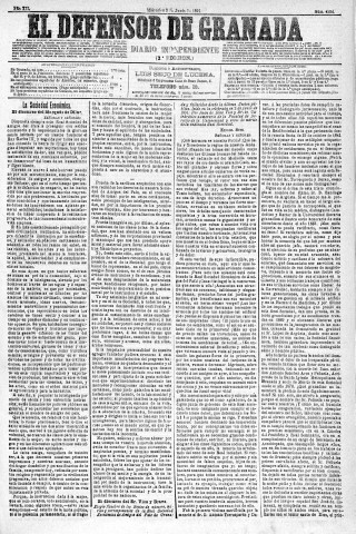'El Defensor de Granada  : diario político independiente' - Año XII Número 4256 2ª ed. - 1891 Junio 03