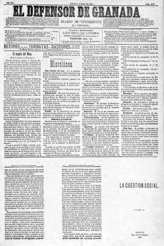 'El Defensor de Granada  : diario político independiente' - Año XII Número 4257 1ª ed. - 1891 Junio 04