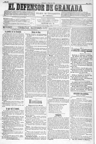 'El Defensor de Granada  : diario político independiente' - Año XII Número 4258 2ª ed. - 1891 Junio 04