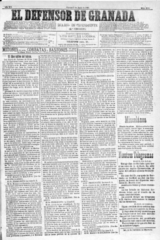'El Defensor de Granada  : diario político independiente' - Año XII Número 4260 2ª ed. - 1891 Junio 05