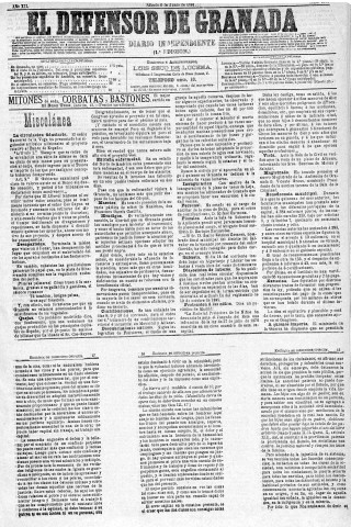 'El Defensor de Granada  : diario político independiente' - Año XII Número 4261 1ª ed. - 1891 Junio 06