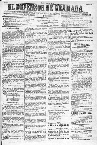 'El Defensor de Granada  : diario político independiente' - Año XII Número 4262 2ª ed. - 1891 Junio 06
