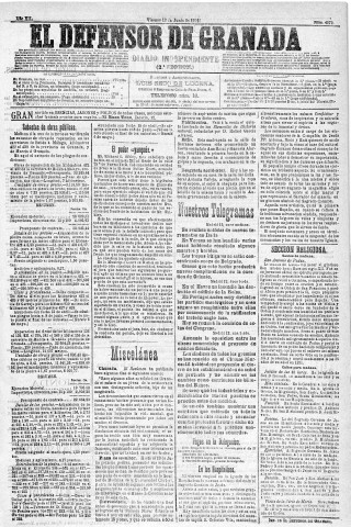 'El Defensor de Granada  : diario político independiente' - Año XII Número 4272 2ª ed. - 1891 Junio 12