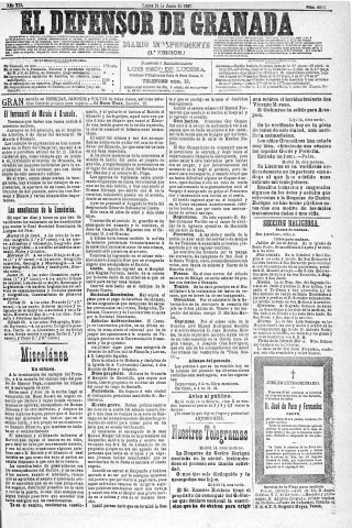 'El Defensor de Granada  : diario político independiente' - Año XII Número 4276 1ª ed. - 1891 Junio 15