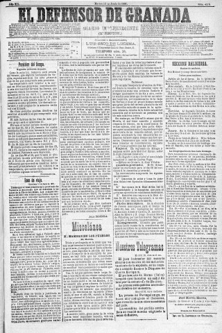 'El Defensor de Granada  : diario político independiente' - Año XII Número 4278 2ª ed. - 1891 Junio 16