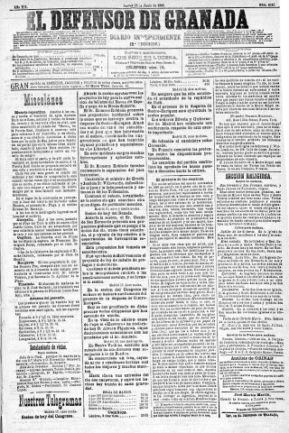 'El Defensor de Granada  : diario político independiente' - Año XII Número 4282 2ª ed. - 1891 Junio 18