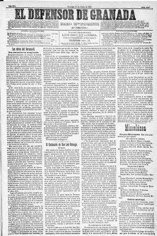 'El Defensor de Granada  : diario político independiente' - Año XII Número 4287 1ª ed. - 1891 Junio 21