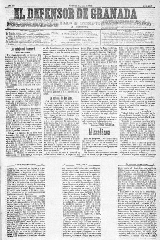 'El Defensor de Granada  : diario político independiente' - Año XII Número 4289 1ª ed. - 1891 Junio 23